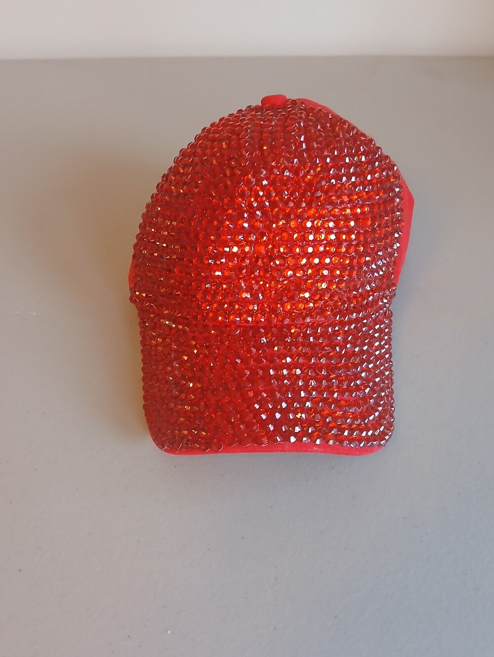Red Rhinestone Crystal Embellished Baseball Cap OS